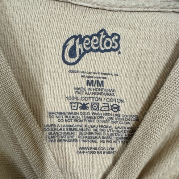 Cheetos Brand Tan Graphic Tee with Orange print Vintage Cotton Logo Medium - Picture 5 of 6